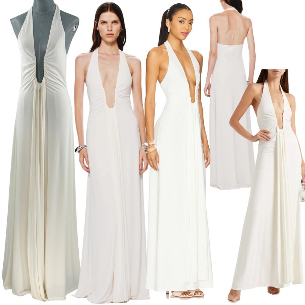 🆕 MISHA COLLECTION 🧿 NWOT The Jennifer Cupro Maxi Dress, Ivory - Sz L